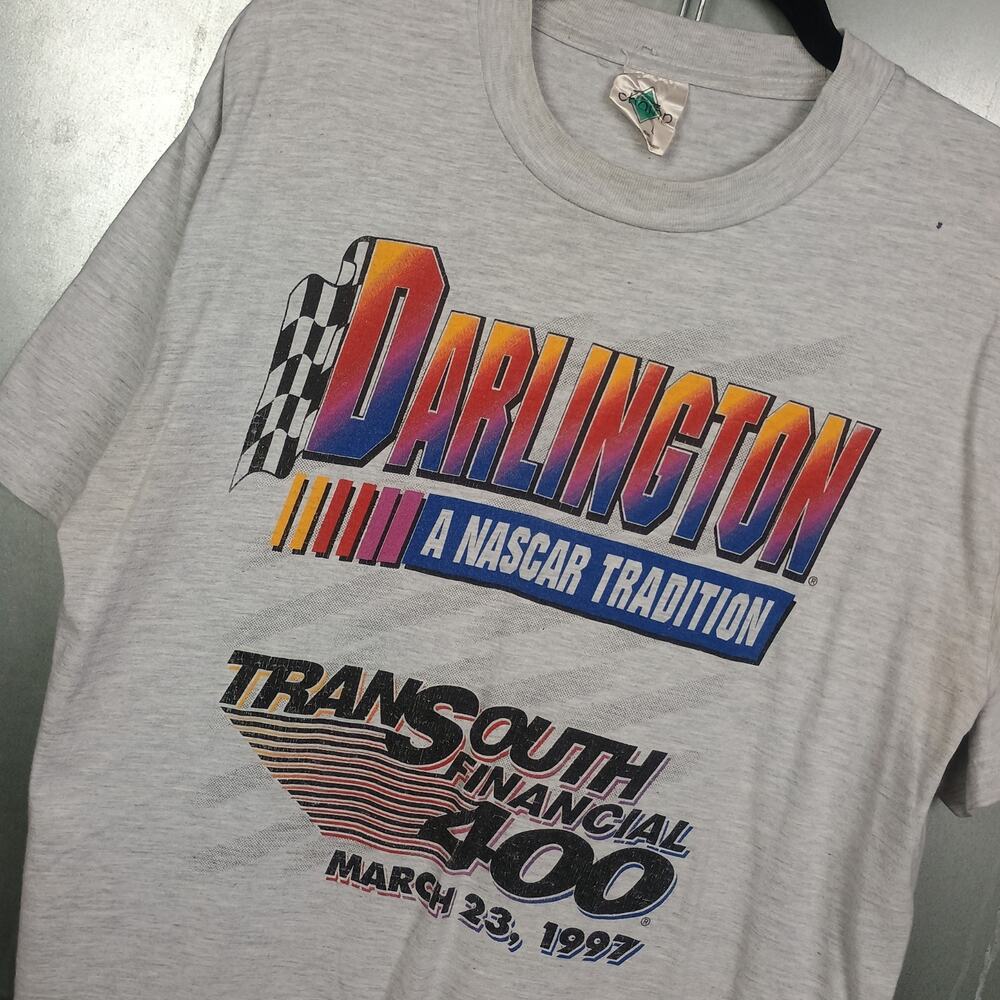 Darlington Transouth 400 NASCAR Racing Car Shirt Large Double Sided Vintage 90s